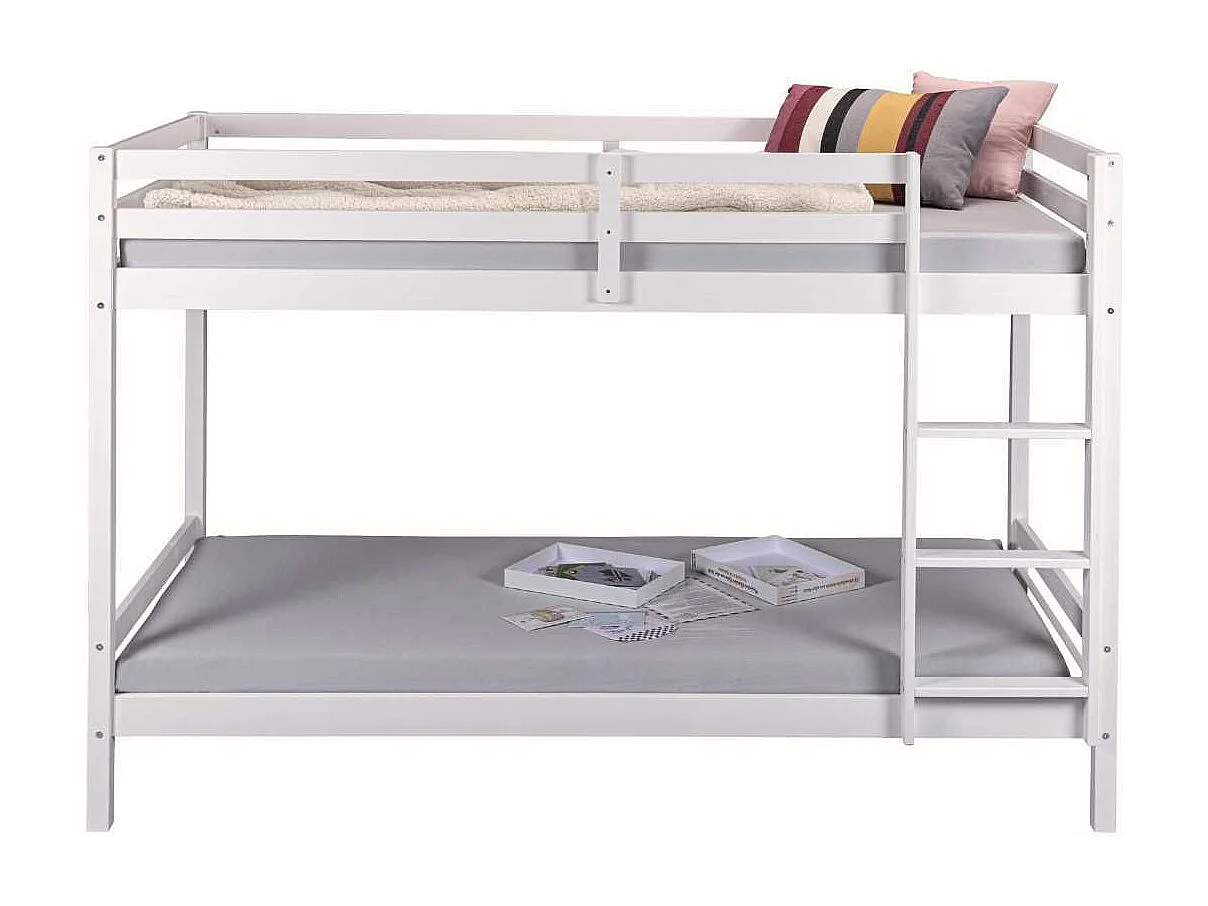 Lit Superposé Laqué Blanc 2 Couchages 90x200cm - ALICIA