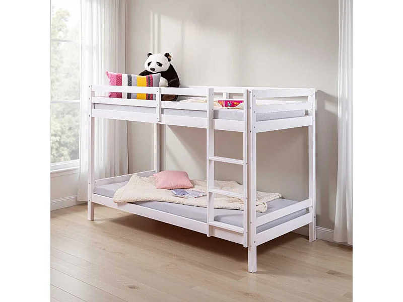 Lit Superposé Laqué Blanc 2 Couchages 90x200cm - ALICIA