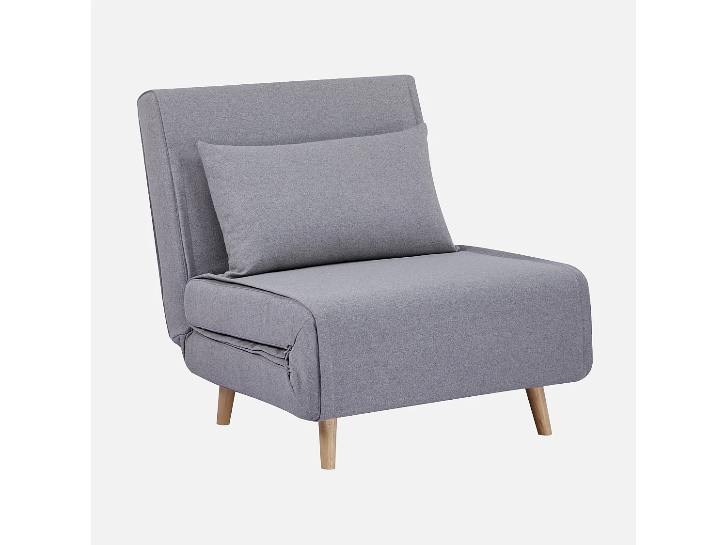 Poltrona letto convertibile tessuto con piedi in legno 1 posto