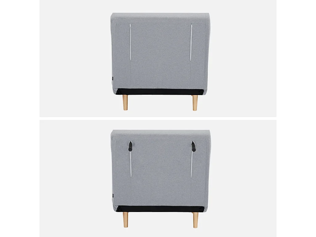 Poltrona letto convertibile tessuto con piedi in legno 1 posto