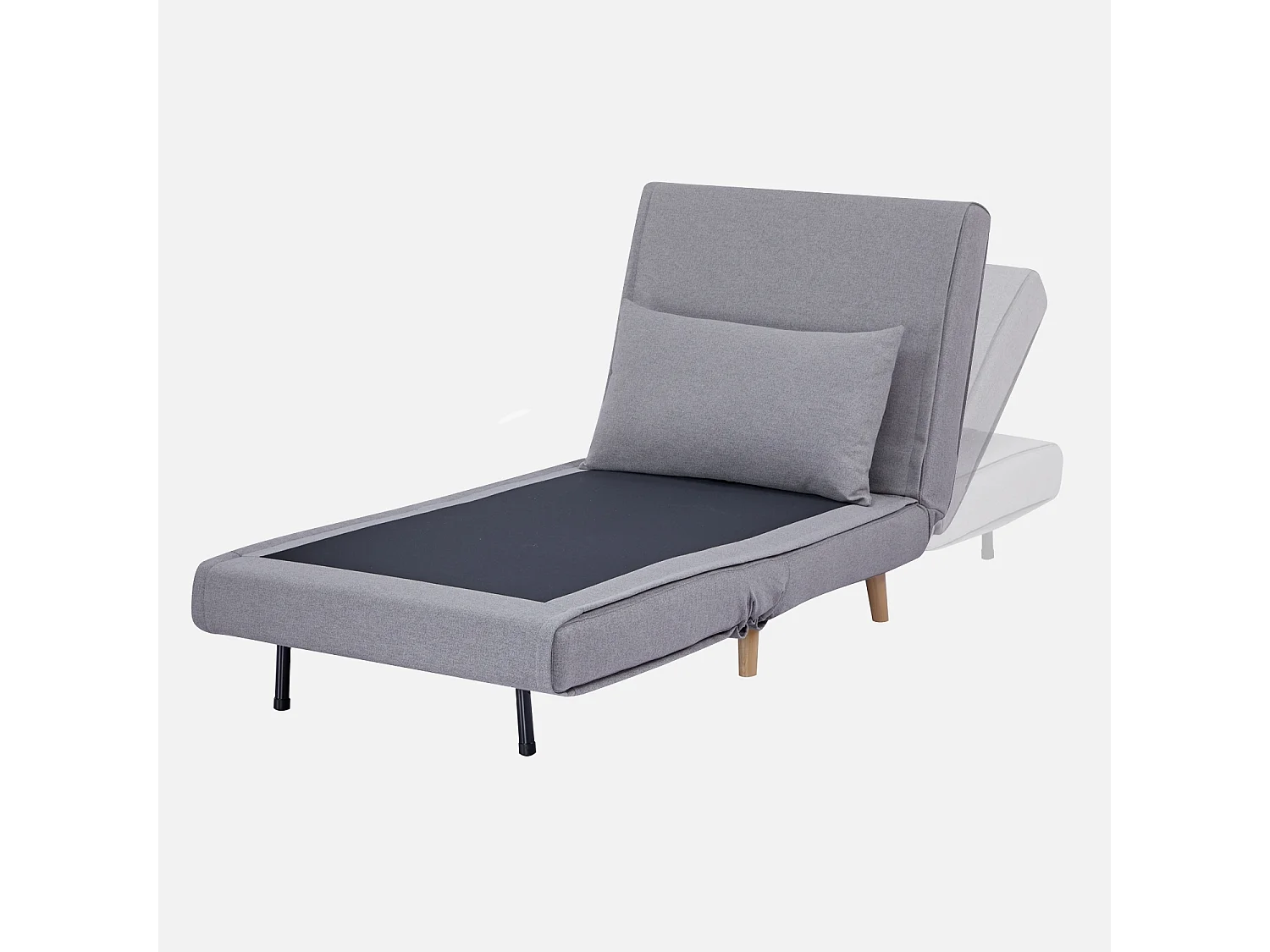 Poltrona letto convertibile tessuto con piedi in legno 1 posto