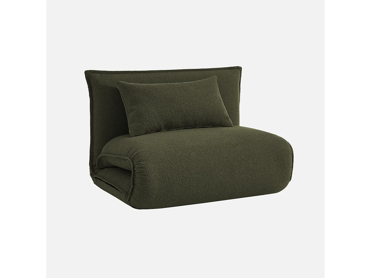 Sillón convertible en borreguito de 1 plaza  verde kaki