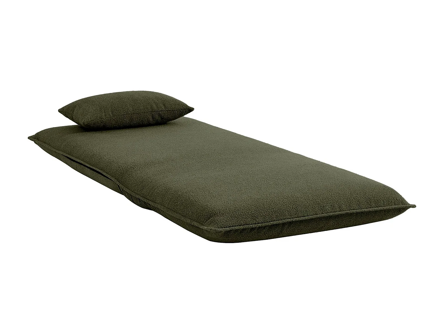 Chauffeuse convertible 1 place en bouclette texturée kaki L 99 x P 80 x  H 66 cm - Fleeep