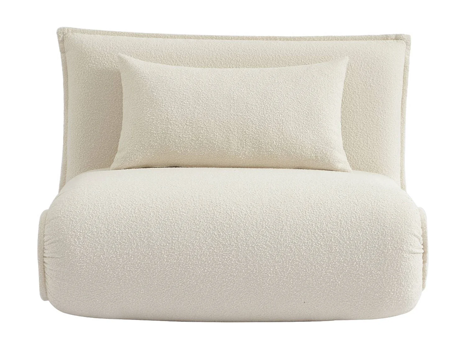 Chauffeuse convertible 1 place en bouclette texturée blanc cassé L 99 x P 80 x  H 66 cm - Fleeep