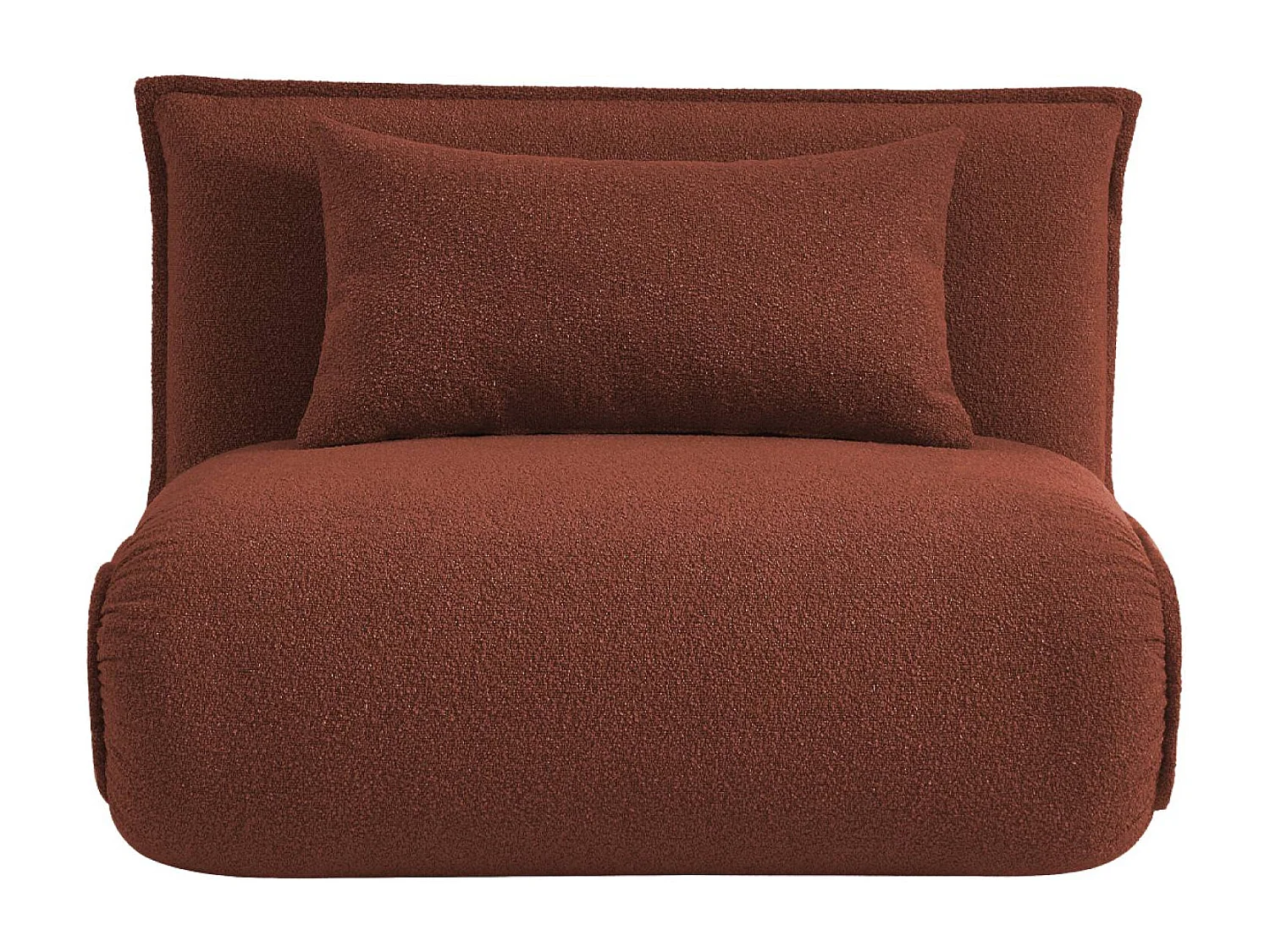 Chauffeuse convertible 1 place en bouclette texturée terracotta L 99 x P 80 x  H 66 cm - Fleeep