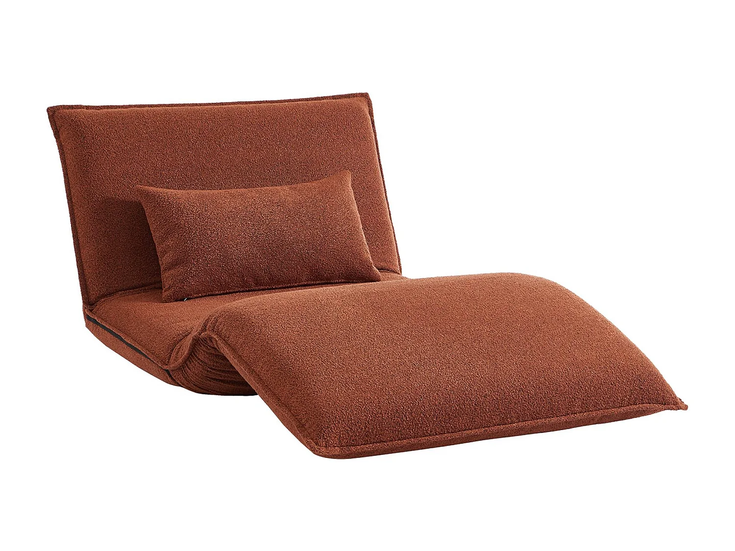 Chauffeuse convertible 1 place en bouclette texturée terracotta L 99 x P 80 x  H 66 cm - Fleeep