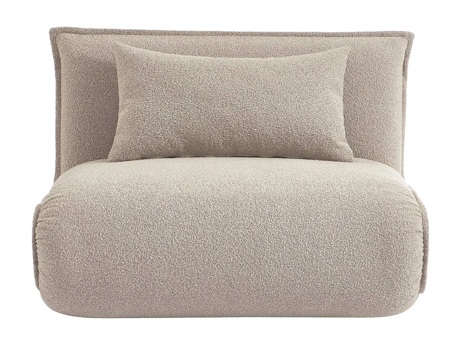 Chauffeuse convertible 1 place en bouclette texturée beige L 99 x P 80 x  H 66 cm - Fleeep