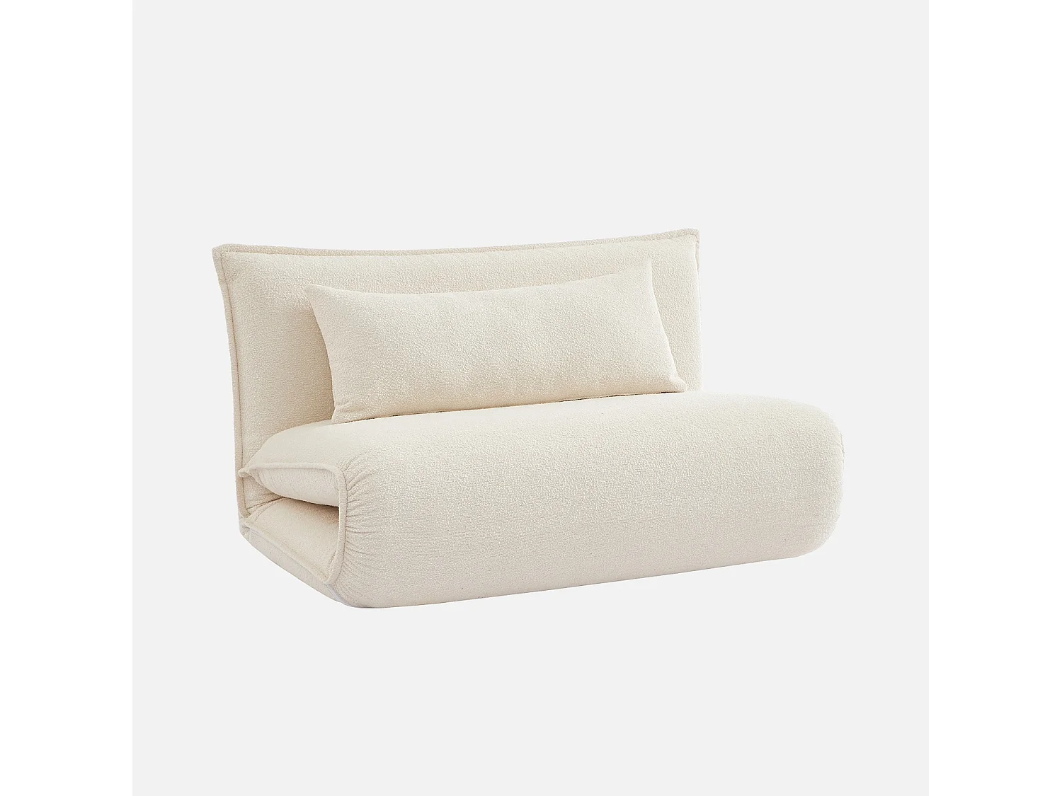 Sillón convertible de tejido borreguito texturizada, 2 plazas blanco