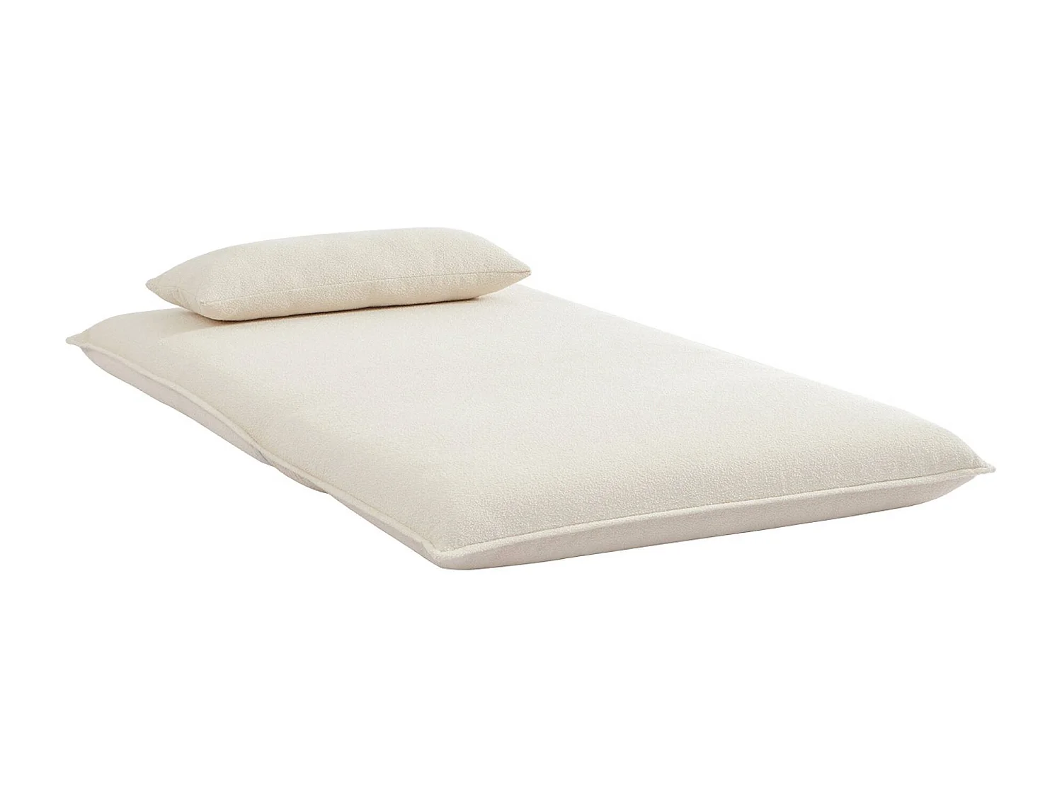 Chauffeuse convertible 2 places en bouclette texturée blanc cassé L 120 x P 80 x  H 66 cm - Fleeep