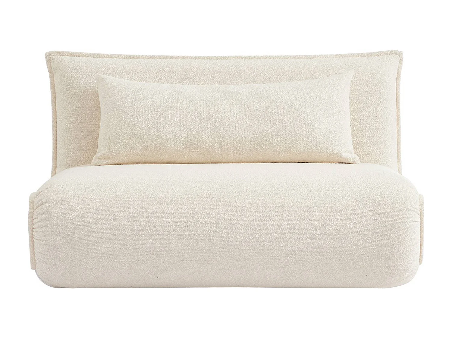 Chauffeuse convertible 2 places en bouclette texturée blanc cassé L 120 x P 80 x  H 66 cm - Fleeep