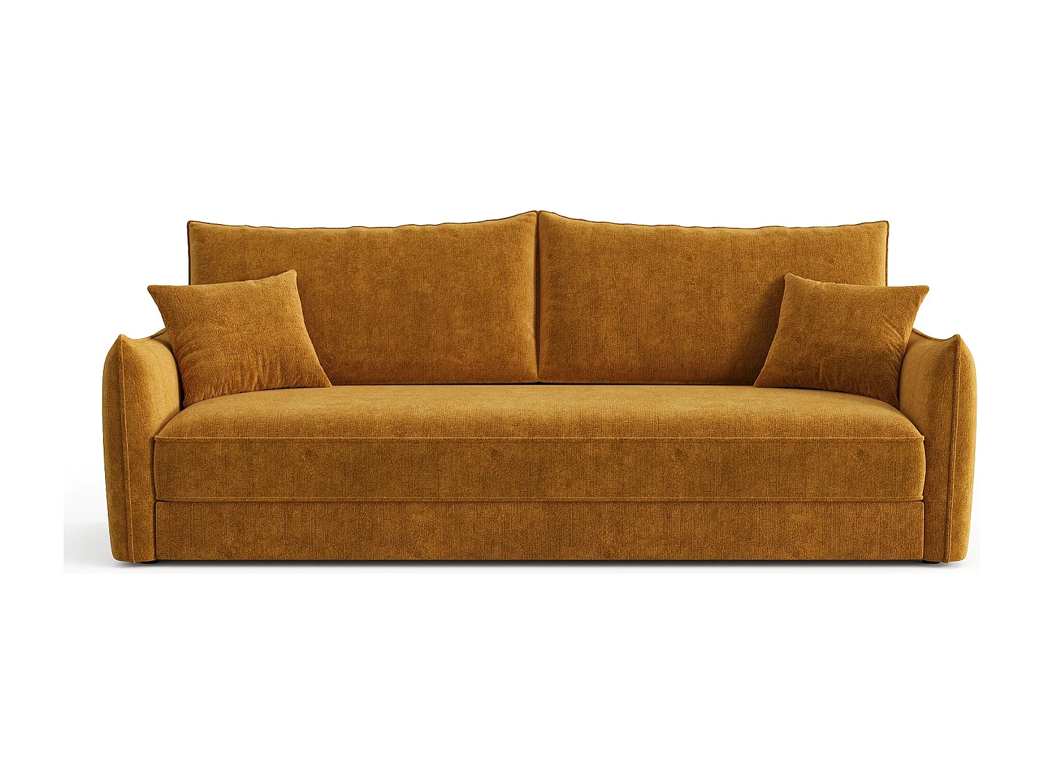 Canapé convertible 3 places velours texturé moutarde 213cm PLUME