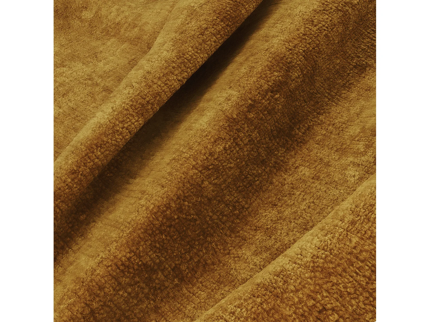 Canapé convertible 3 places velours texturé moutarde 213cm PLUME