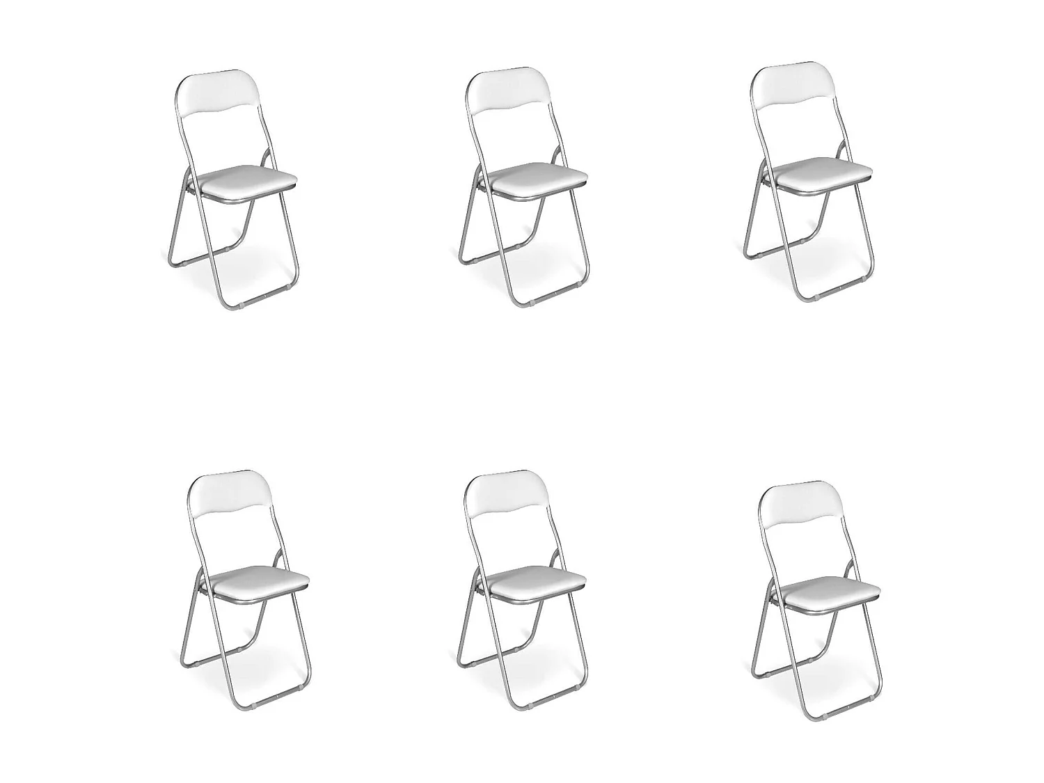 Lot de 6 chaises pliantes Dgraf, Fauteuil gain de place, Chaise invité, Siège de réunion en simili cuir, 43x47h80 cm, Blanc