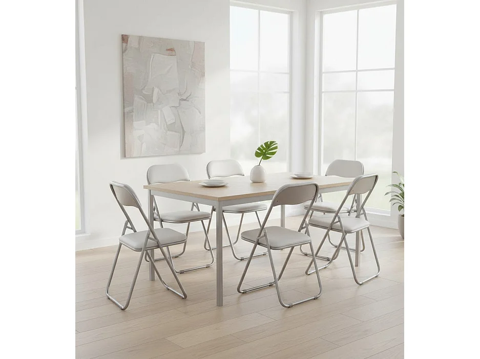 Stuhl 0, Set aus sechs Klappstühlen, platzsparender Besprechungssitz, Wartezimmersessel, 43x47x78 cm, WeiÃŸ