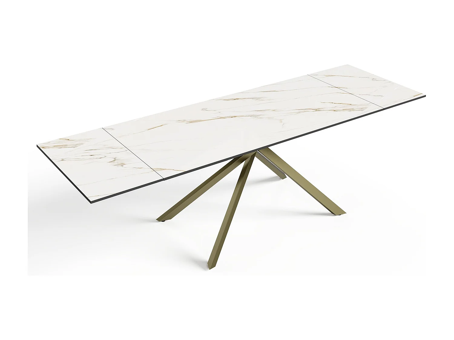 Table extensible 8-10 personnes céramique effet marbre blanc 180cm GINKO