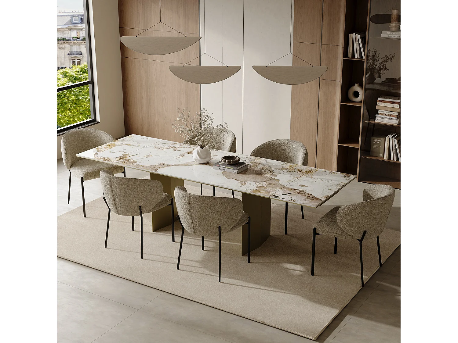 Table extensible 8-10 personnes pandora et pieds dorés 180cm ROSE