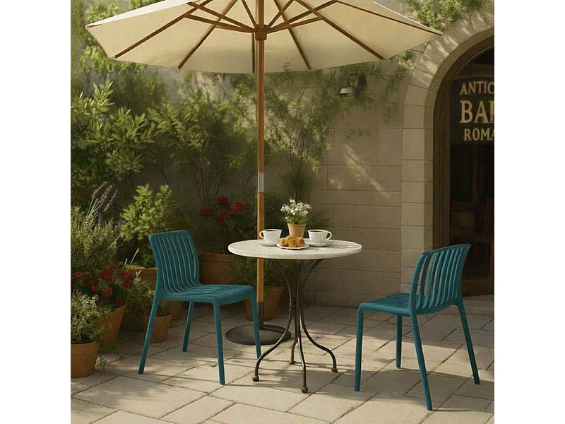 Iside buitenstoel van duurzaam kunststof, premium comfort, petrolgroen