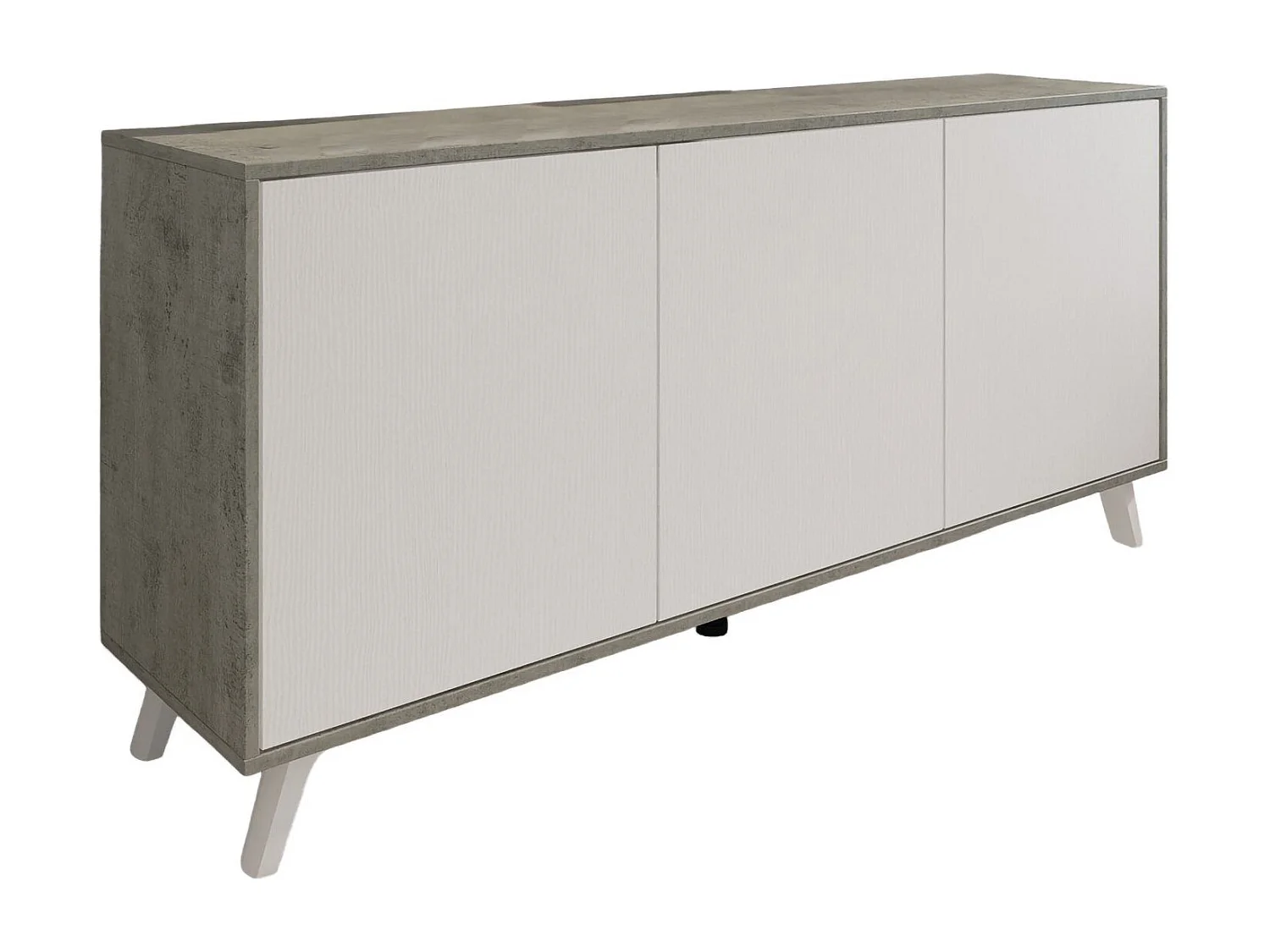 Buffet Weddell, Buffet du salon, Commode de salon, Garde-manger de cuisine, 154x40h72 cm, Gris clair et Blanc