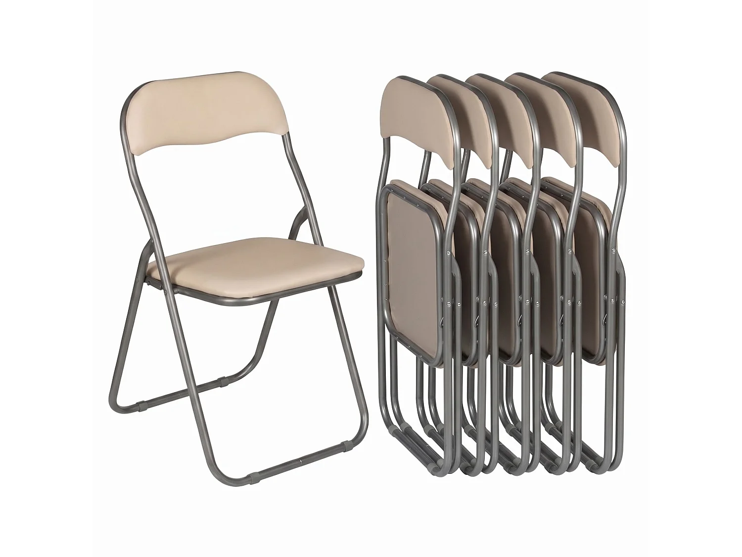 Sedia Pieghevole Antenore, 6 Sedie, Beige
