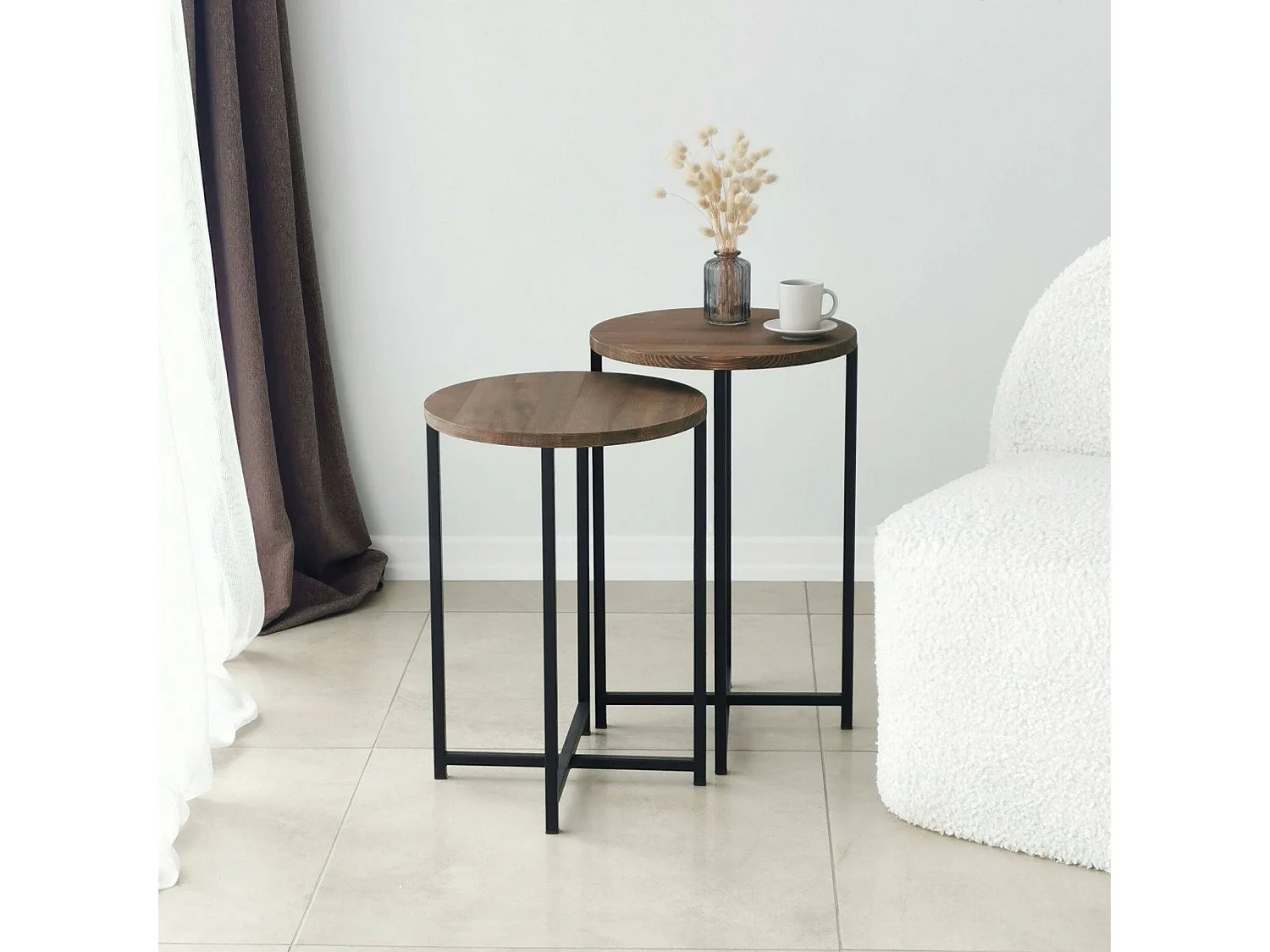 Wohnzimmertisch Dluperin, Niedriger Wohnzimmertisch, Kaffeeregal, Couchtisch für Sofa, 70x35h55 cm, Nussbaum