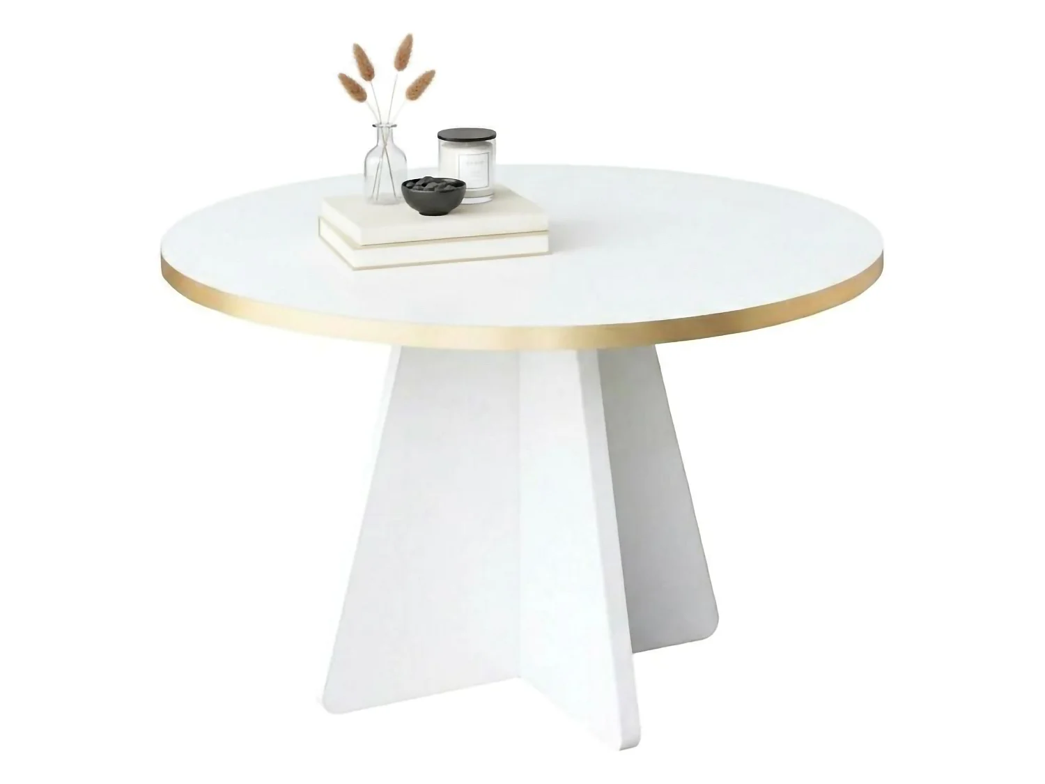 Table basse Elnath, Table basse, Porte-revues pour canapé, Etagère de salon, 60x60h40 cm, Or et Blanc