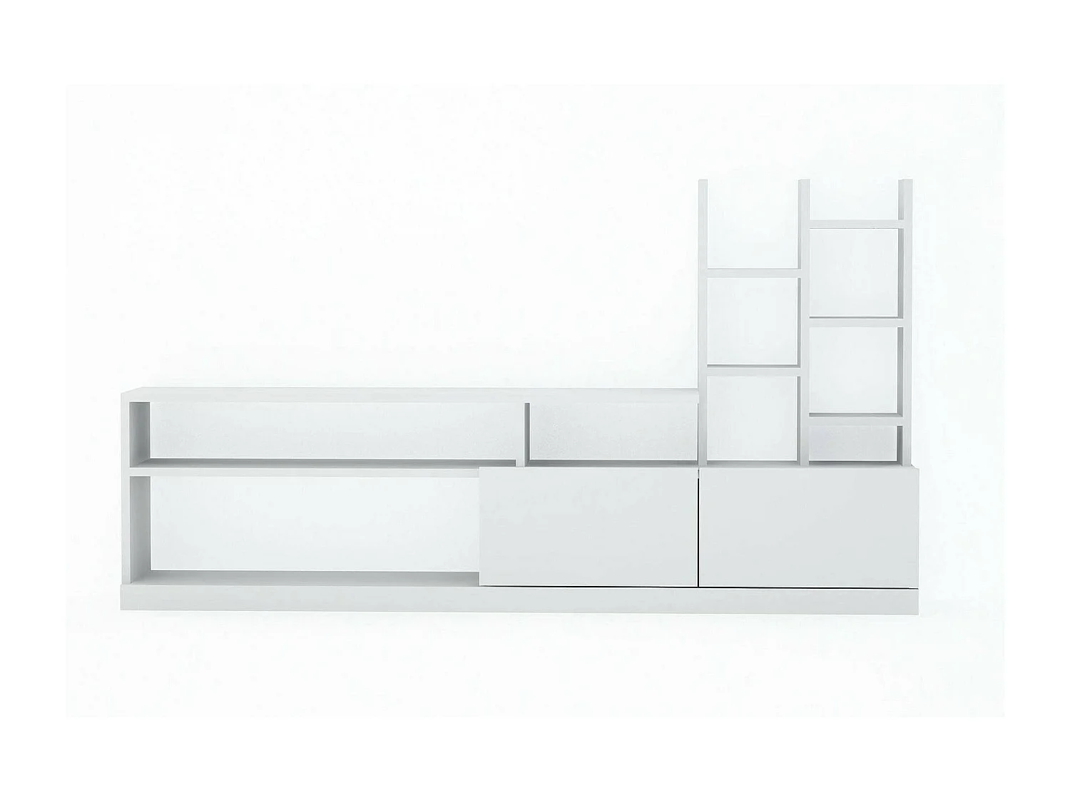 Fernsehschrank Dbrignol, Ständer für Wohnzimmerfernseher, Niedriges Wohnzimmer-Sideboard, TV-Ständerbasis, 164x25h91 cm, WeiÃŸ