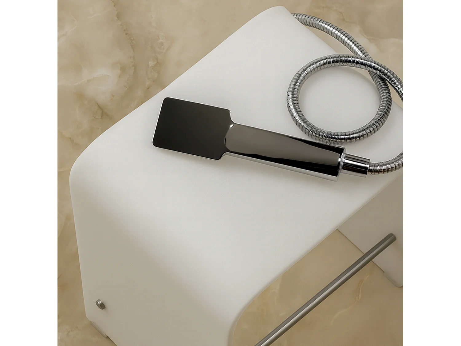 Tabouret blanc 40 cm LINE - BATHBAZAAR