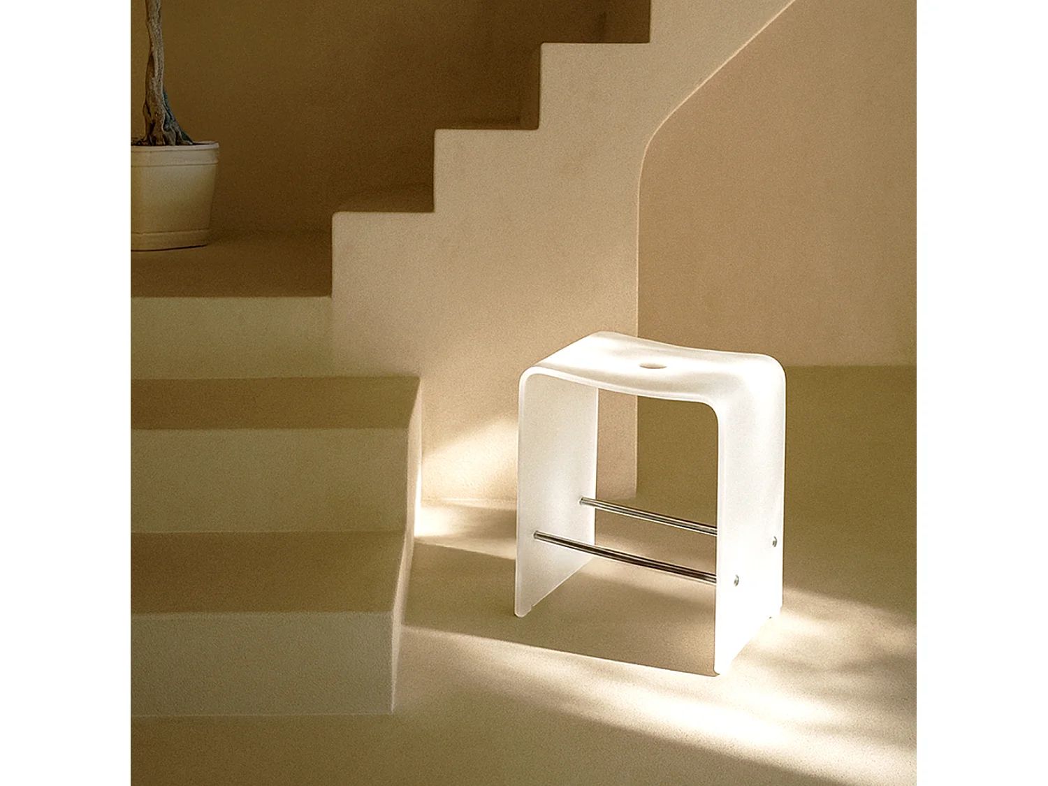 Tabouret blanc 40 cm LINE - BATHBAZAAR