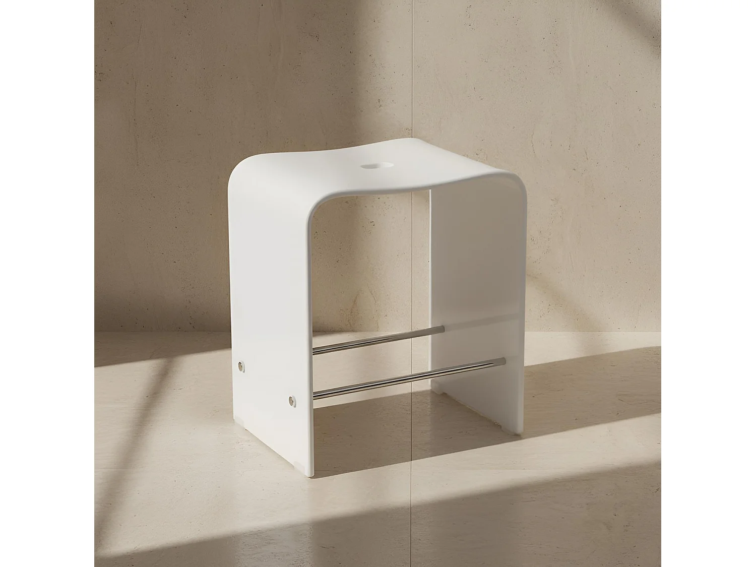 Tabouret blanc 40 cm LINE - BATHBAZAAR