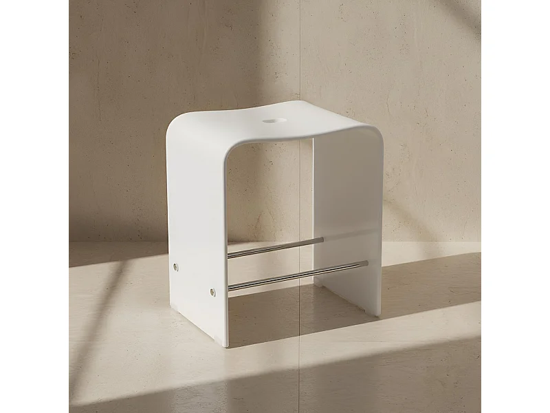 Tabouret blanc 40 cm LINE - BATHBAZAAR