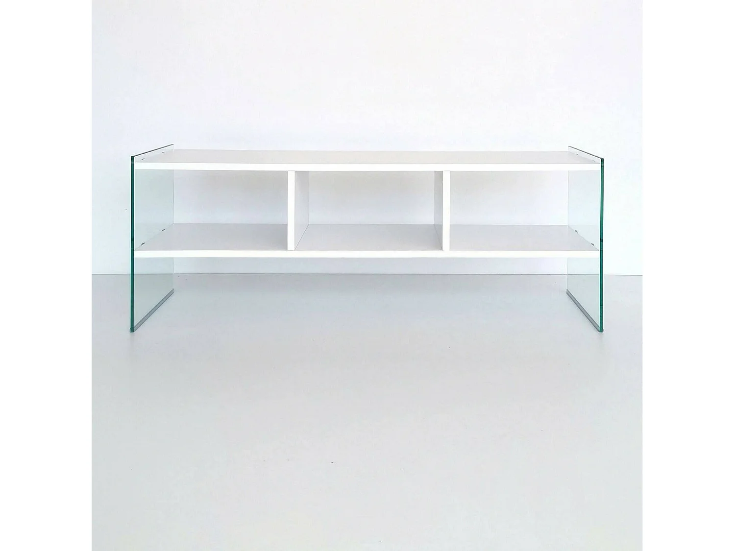 Dbennace tv-houder, woonkamer, laag tv-meubel, wandwand, 120x35h45 cm, Wit