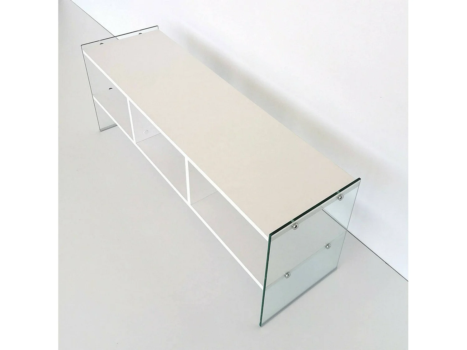 Dbennace tv-houder, woonkamer, laag tv-meubel, wandwand, 120x35h45 cm, Wit