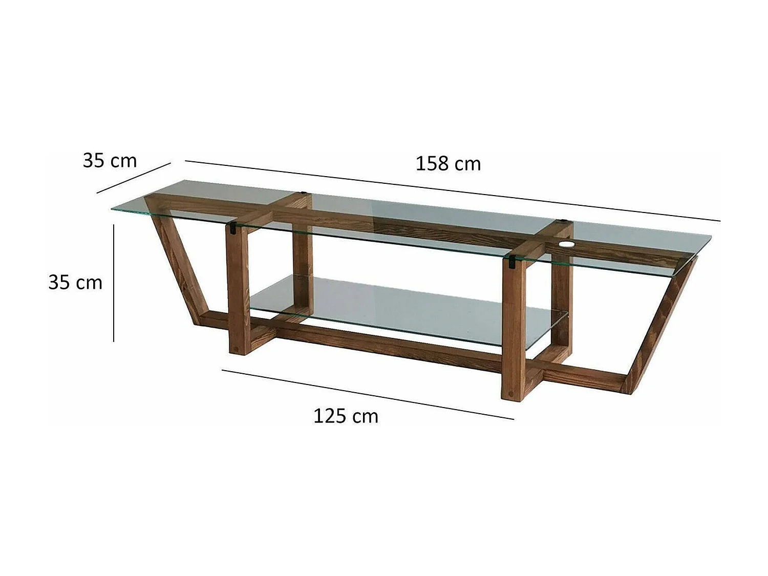 Mobile Porta tv Arienzo, 2 Ripiani, 35x158x35h cm Marrone Noce