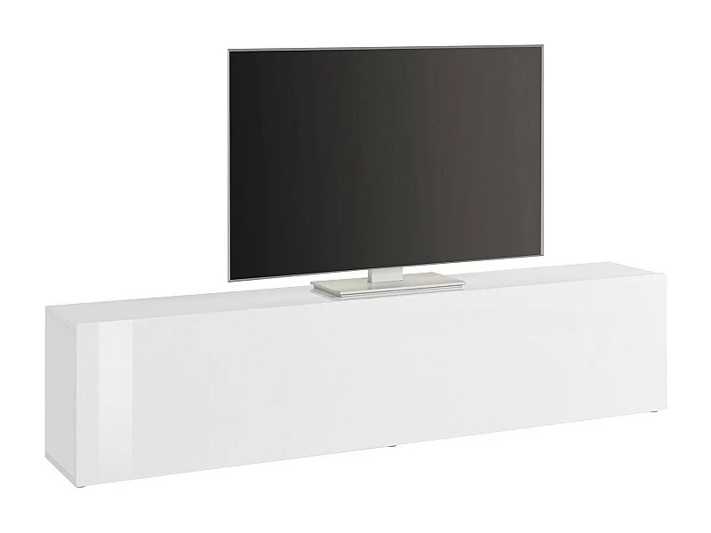 Mueble de televisión Dbarell, Aparador bajo para salón, base soporte TV, 100% Made in Italy, cm 180x30h40, Blanco brillo