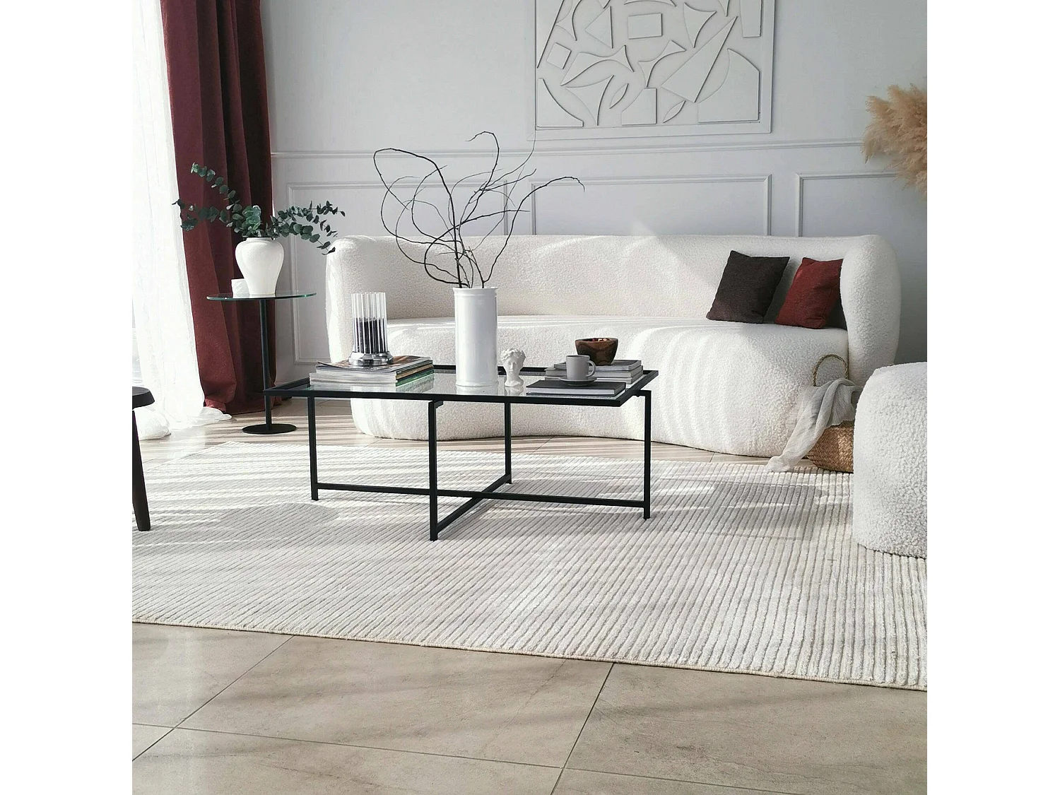 Salontafel Anna, bestand tegen beslaan, 94x64x35h cm zwart, rechthoekige vorm, glazen tafelblad