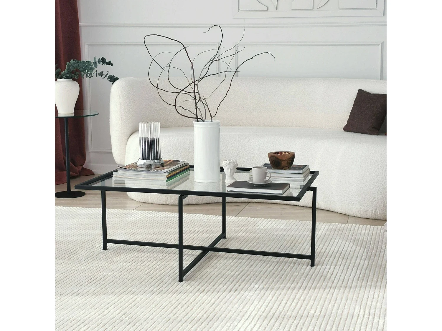 Salontafel Anna, bestand tegen beslaan, 94x64x35h cm zwart, rechthoekige vorm, glazen tafelblad