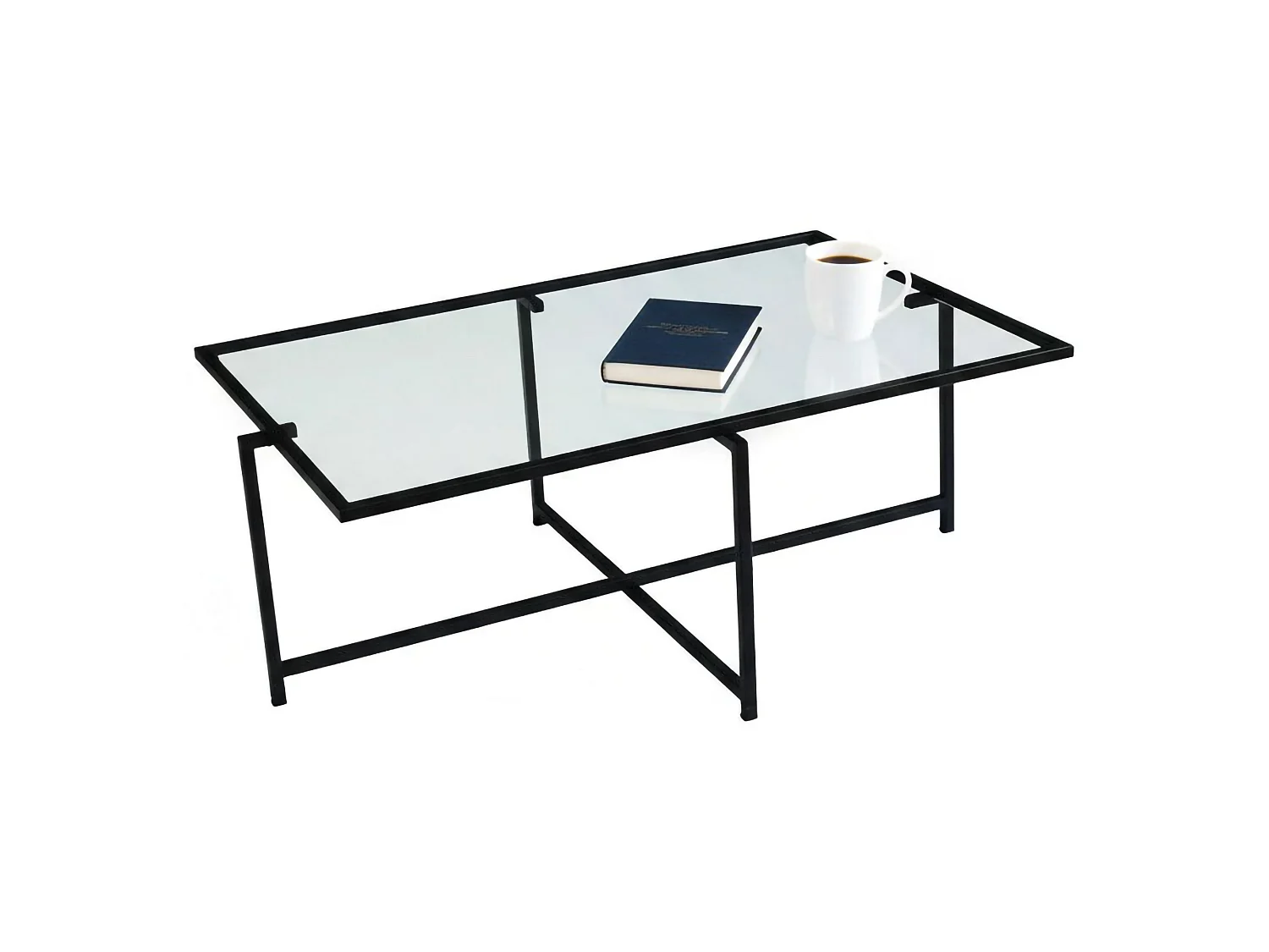 Couchtisch Anna, beschlagfest, 94x64x35h cm Schwarz, rechteckig, Tischplatte aus Glas