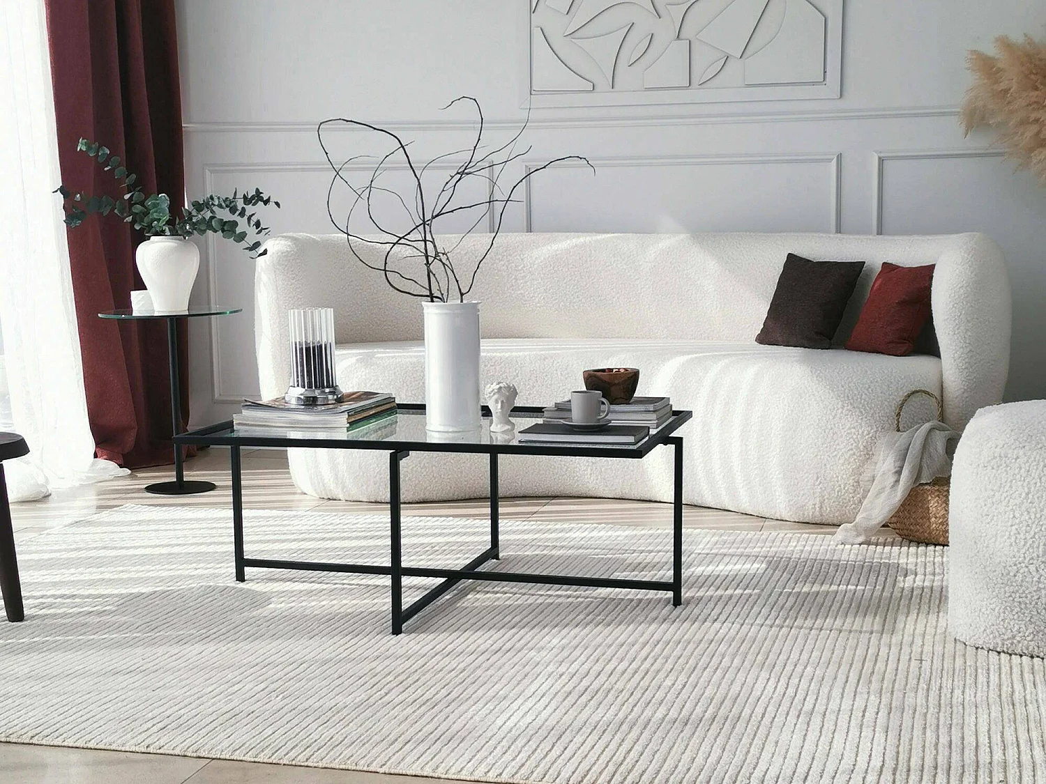 Couchtisch Anna, beschlagfest, 94x64x35h cm Schwarz, rechteckig, Tischplatte aus Glas