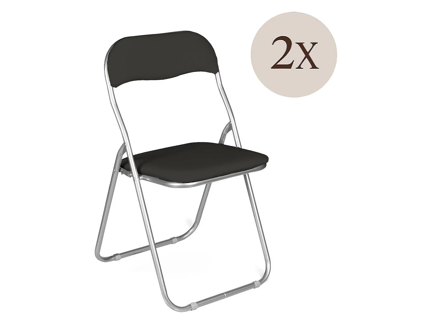 Lot de 2 chaises pliantes Dgraf, Fauteuil gain de place, Chaise invité, Siège de réunion en simili cuir, 43x47h80 cm, Noir