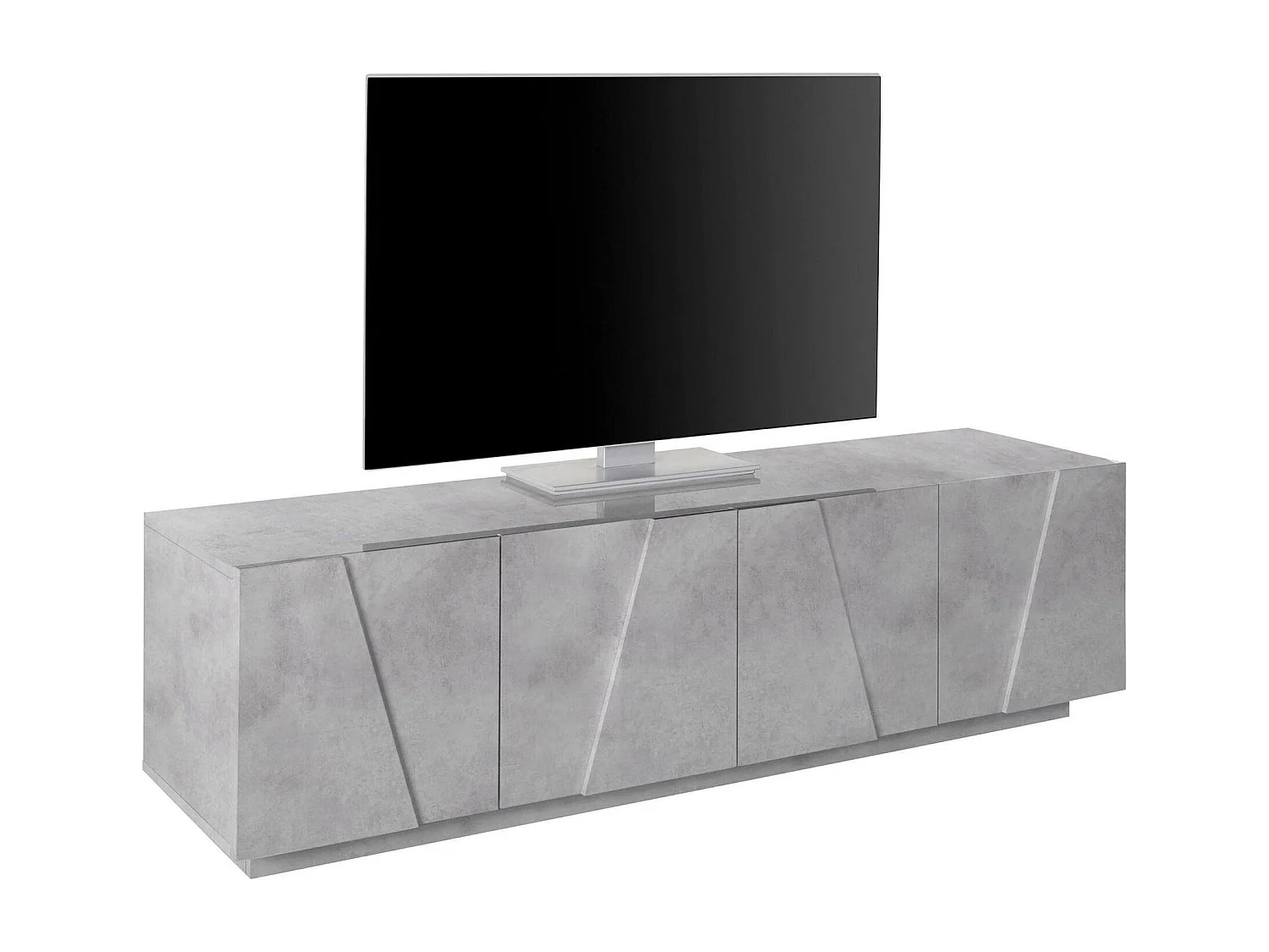 Mueble TV Raul, Aparador bajo de salón, Base para mueble de televisión, 100% Made in Italy, 162x44h46 cm, Cemento