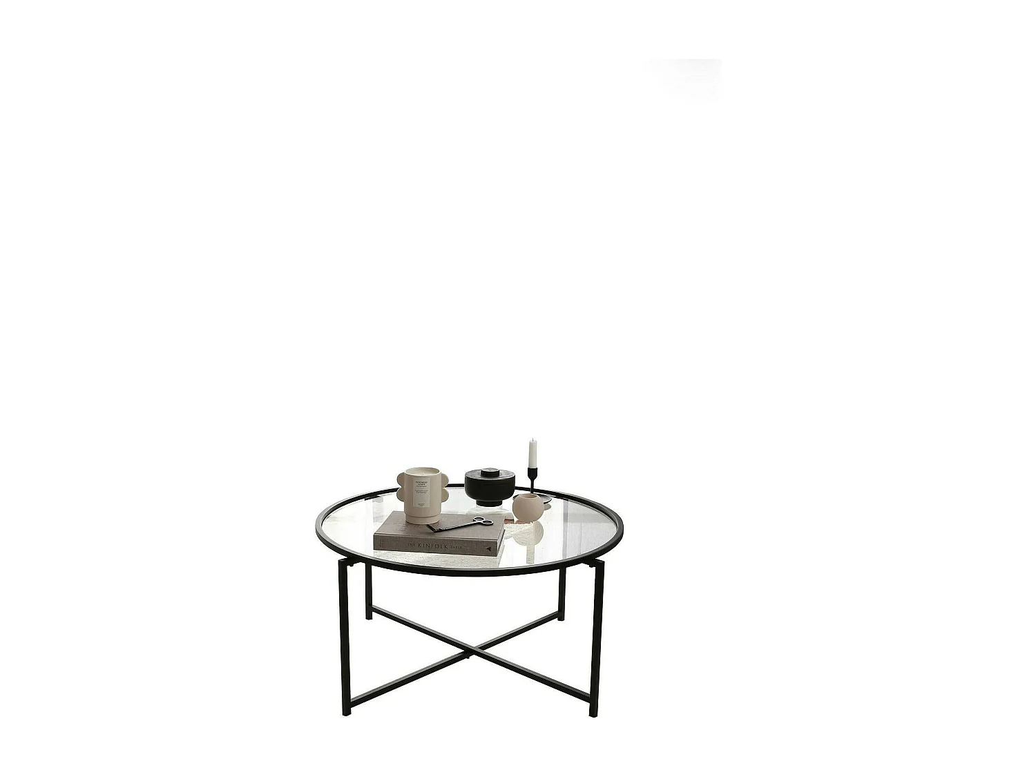 Table basse Ecaterina, forme rectangulaire, 83x82x40h cm noir, plateau en verre, tablette transparente