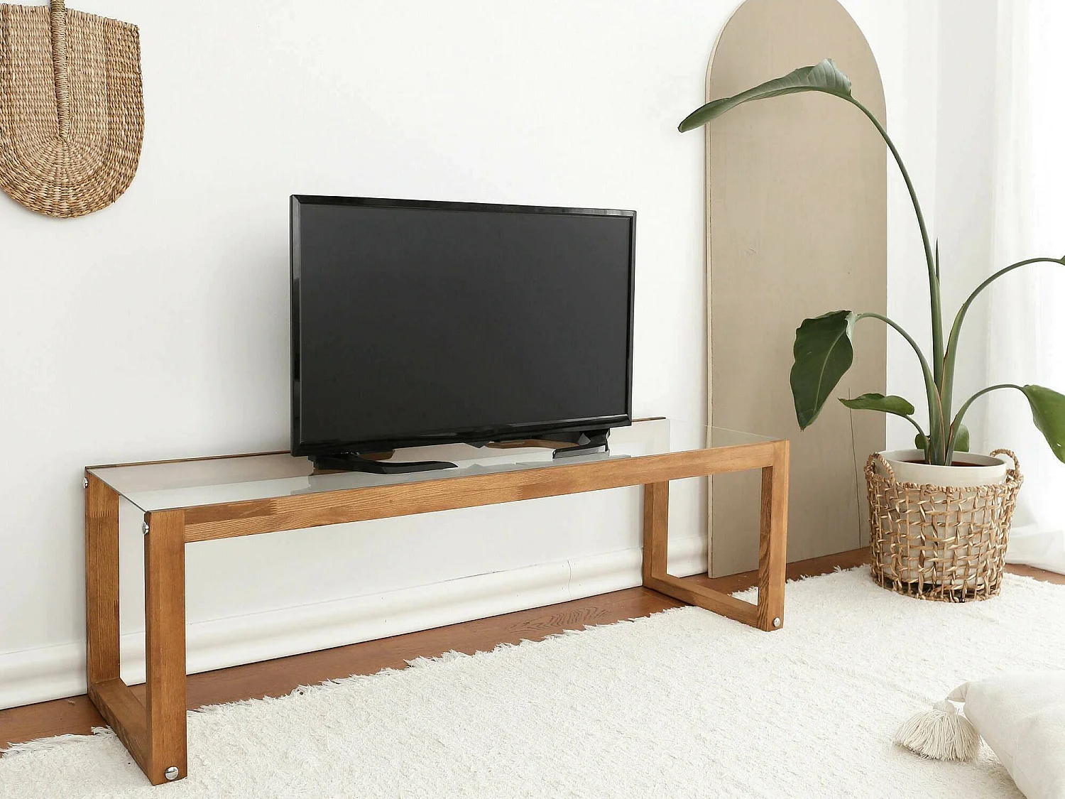 Dfrattes tv-meubel, woonkamermeubel, lage tv-meubel, wandstandaard, 130x40h40 cm, Eiken