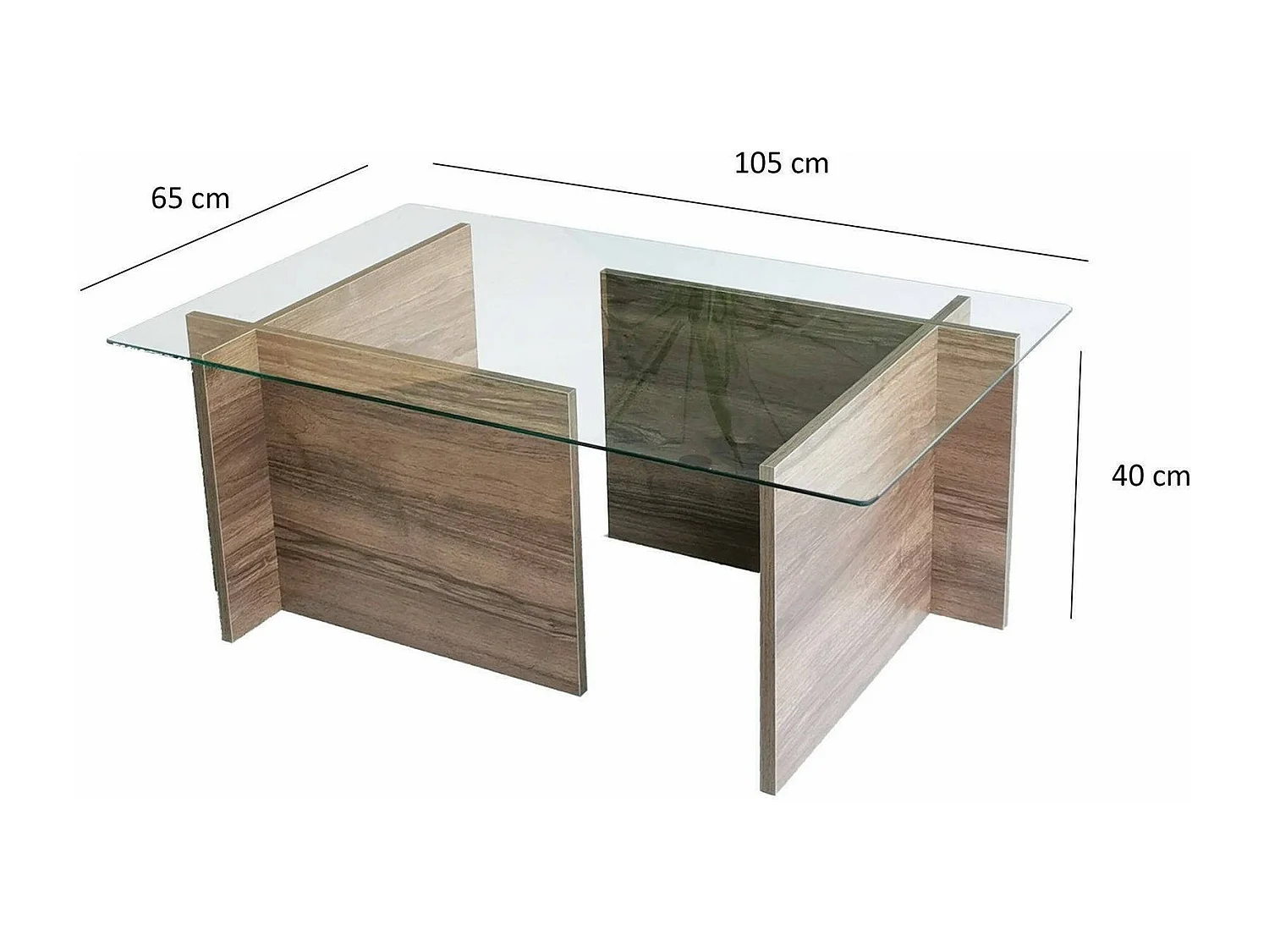Salontafel Teti, tijdschriftenhouder, 105x65x40h cm notenbruin, rechthoekig, kleurverloop, notenhouten frame