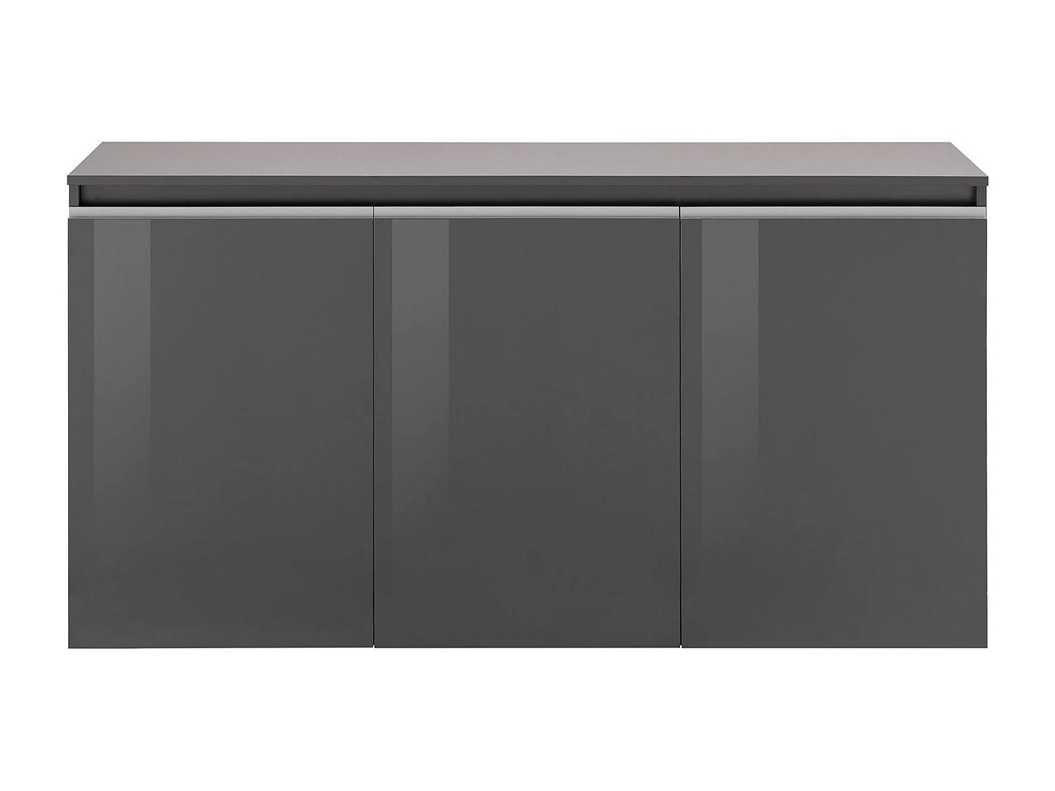 Buffet Dlun, Buffet de cuisine 3 portes, Buffet de salon, 100% Made in Italy, 150x40h81 cm, Anthracite Brillant