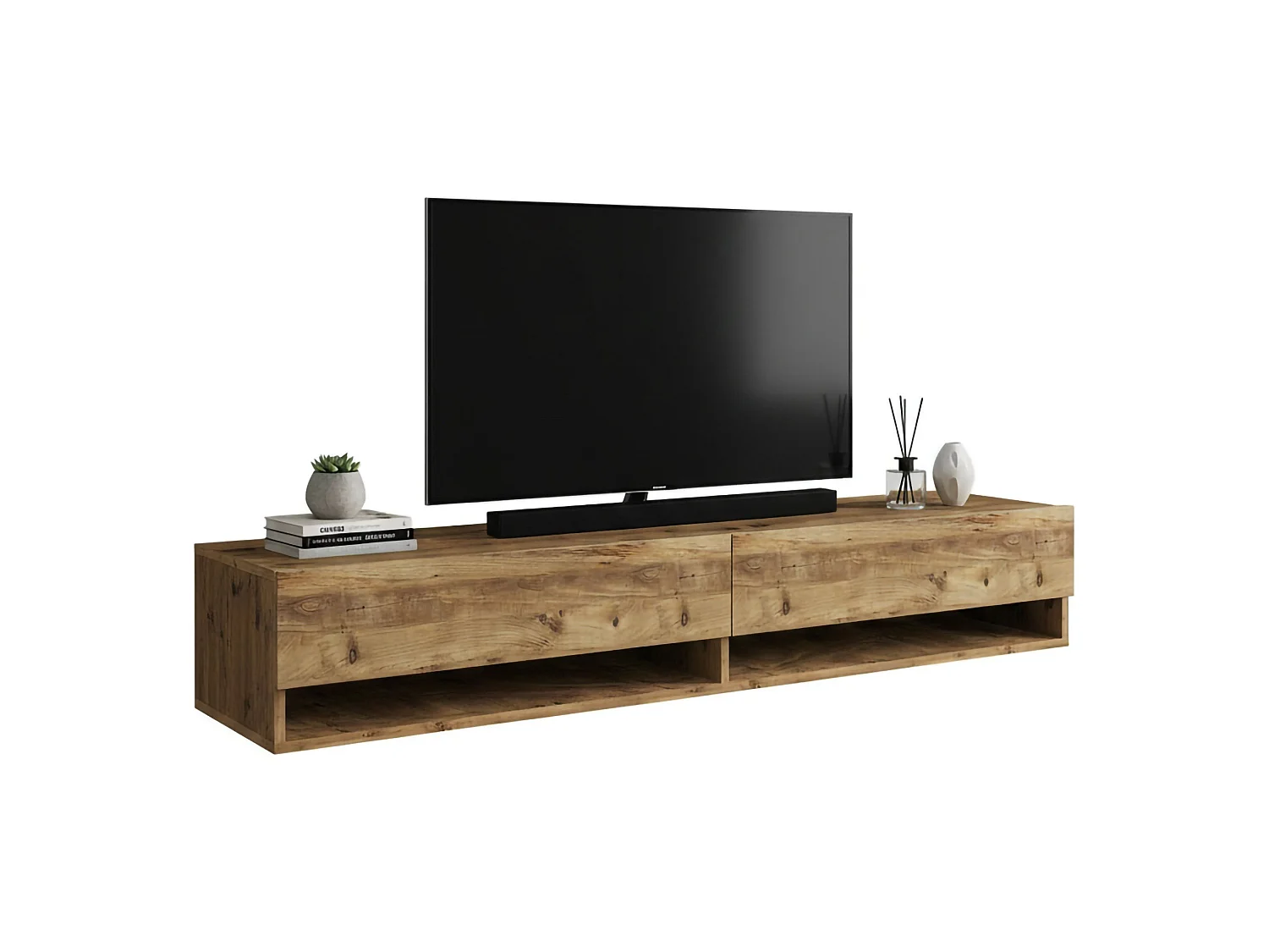 Dkechrid tv-houder,In de woonkamer, lage tv-kast, wandvoet, 180x32h29 cm, Eik