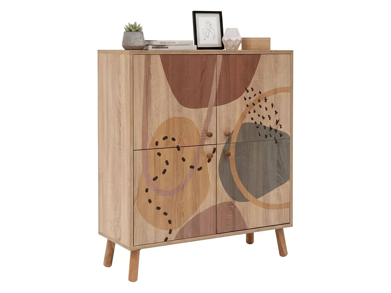 Buffet Canopo, Buffet du salon, Commode de salon, Garde-manger de cuisine, 95x36h111 cm, Multicolore