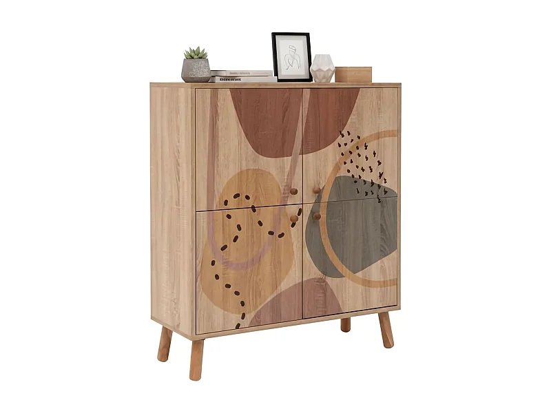 Aparador Dgiannin, Bufé de salón, Aparador de salón, Despensa de cocina, 95x36h111 cm, Multicolor