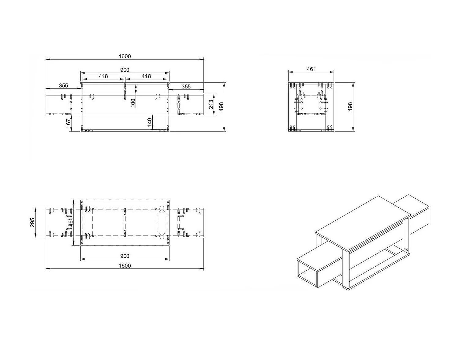 Meuble TV Callisto, Buffet de salon, Armoire basse pour TV, Base murale de rangement, 160x46h50 cm, Noir et Or