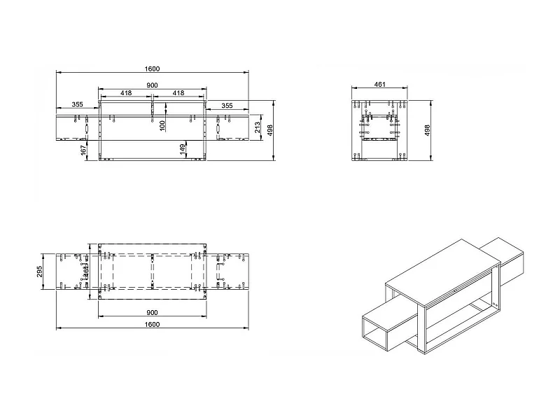 Meuble TV Callisto, Buffet de salon, Armoire basse pour TV, Base murale de rangement, 160x46h50 cm, Noir et Or