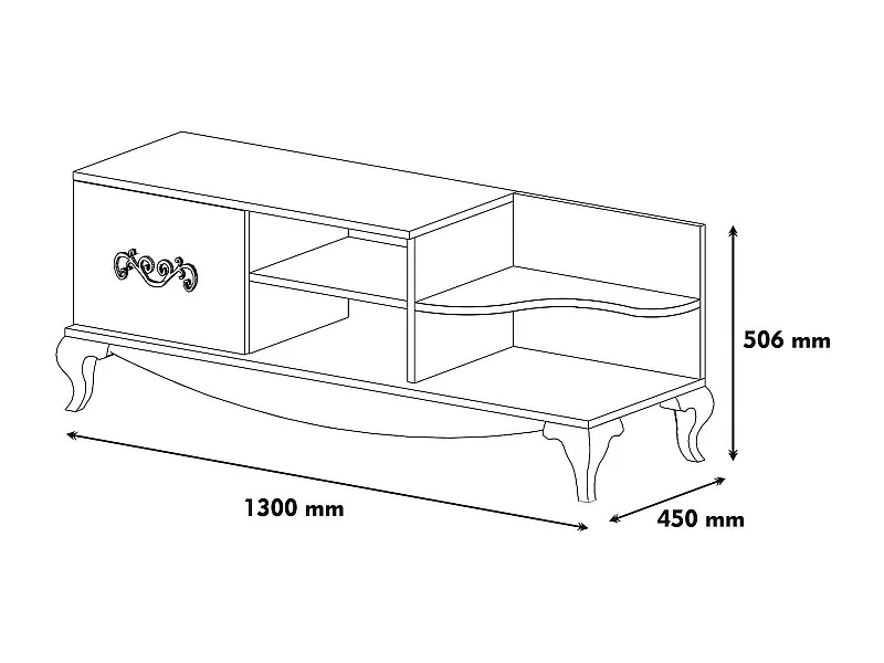 Mobile Porta tv Assolo, 2 Ripiani, 45x130x50.6h cm Marrone Noce